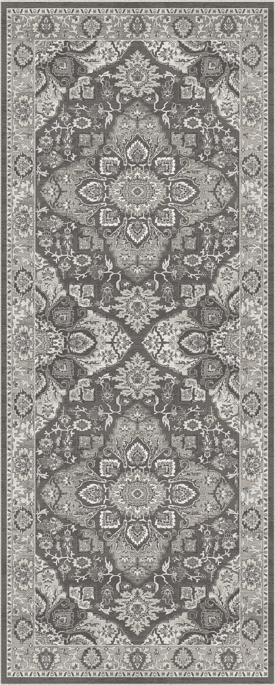 Tappeto Regency Medaglione Ornato Grigio Carbone