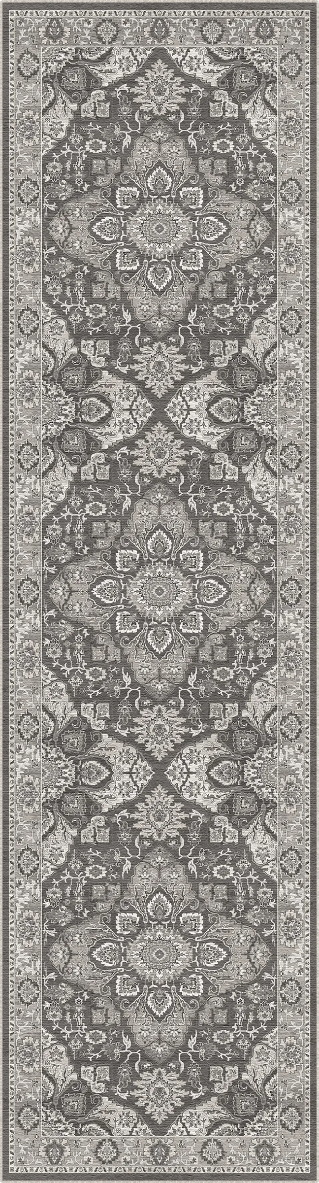 Tappeto Regency Medaglione Ornato Grigio Carbone