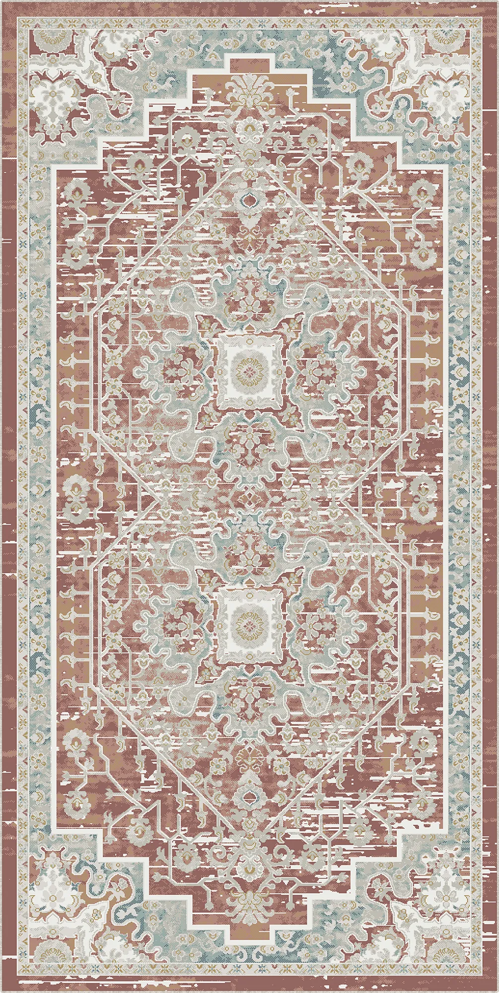 Tappeto Vanguard Medaglione Monumentale Terracotta