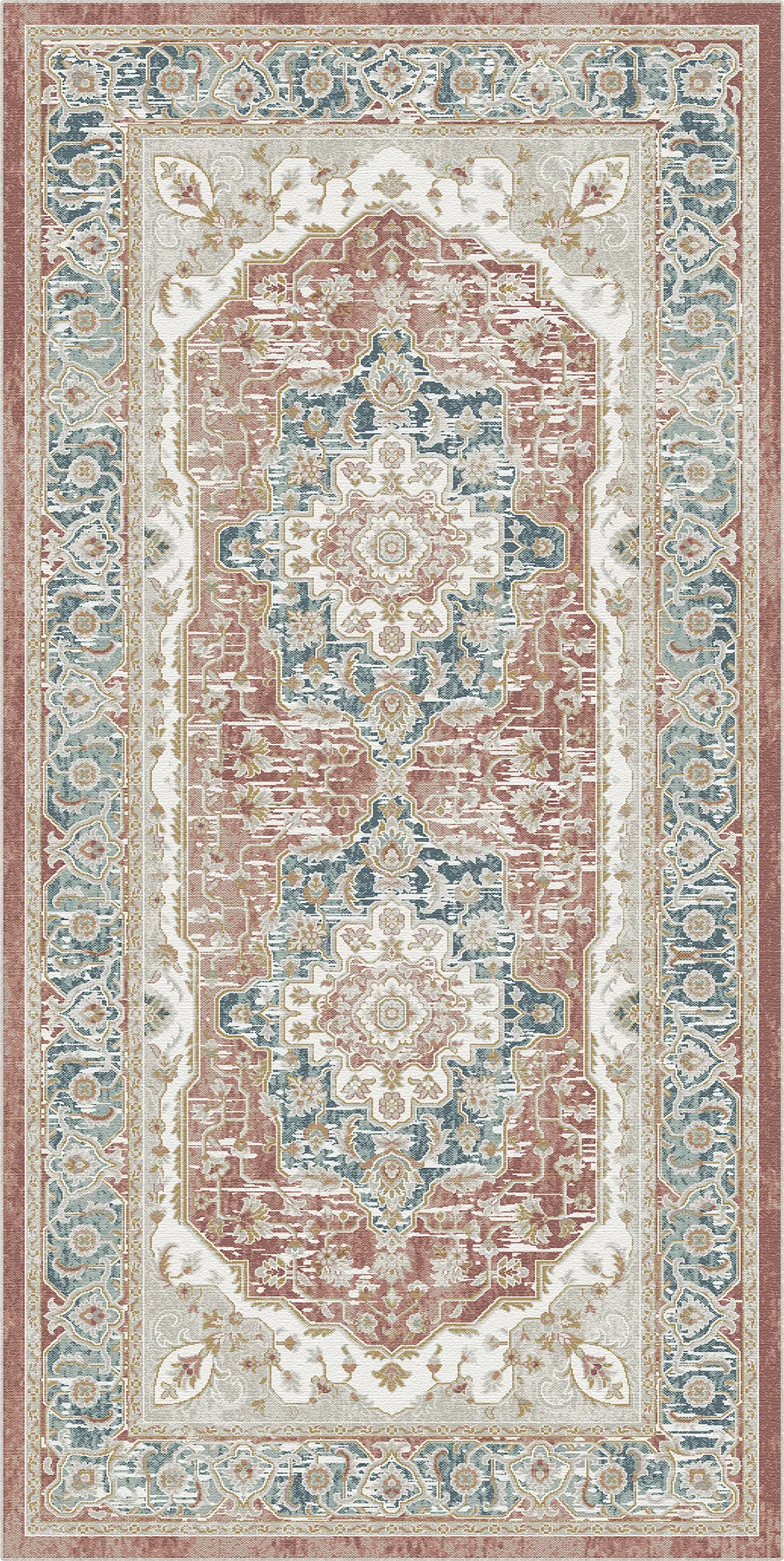 Tappeto Regency Medaglione Ornato Terracotta