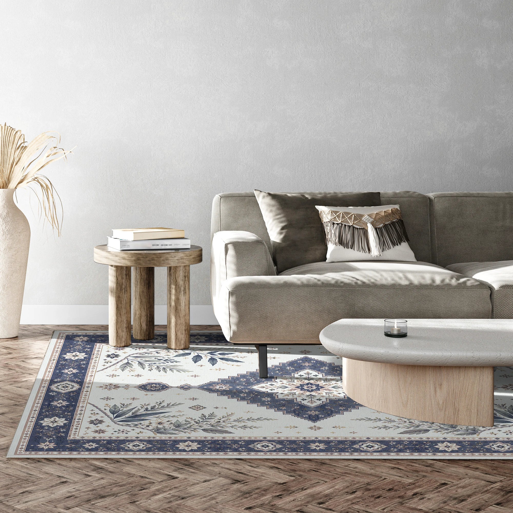 Tappeto Medaglione Botanico Navy