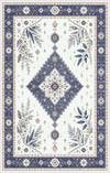 Tappeto Medaglione Botanico Navy Blu Navy