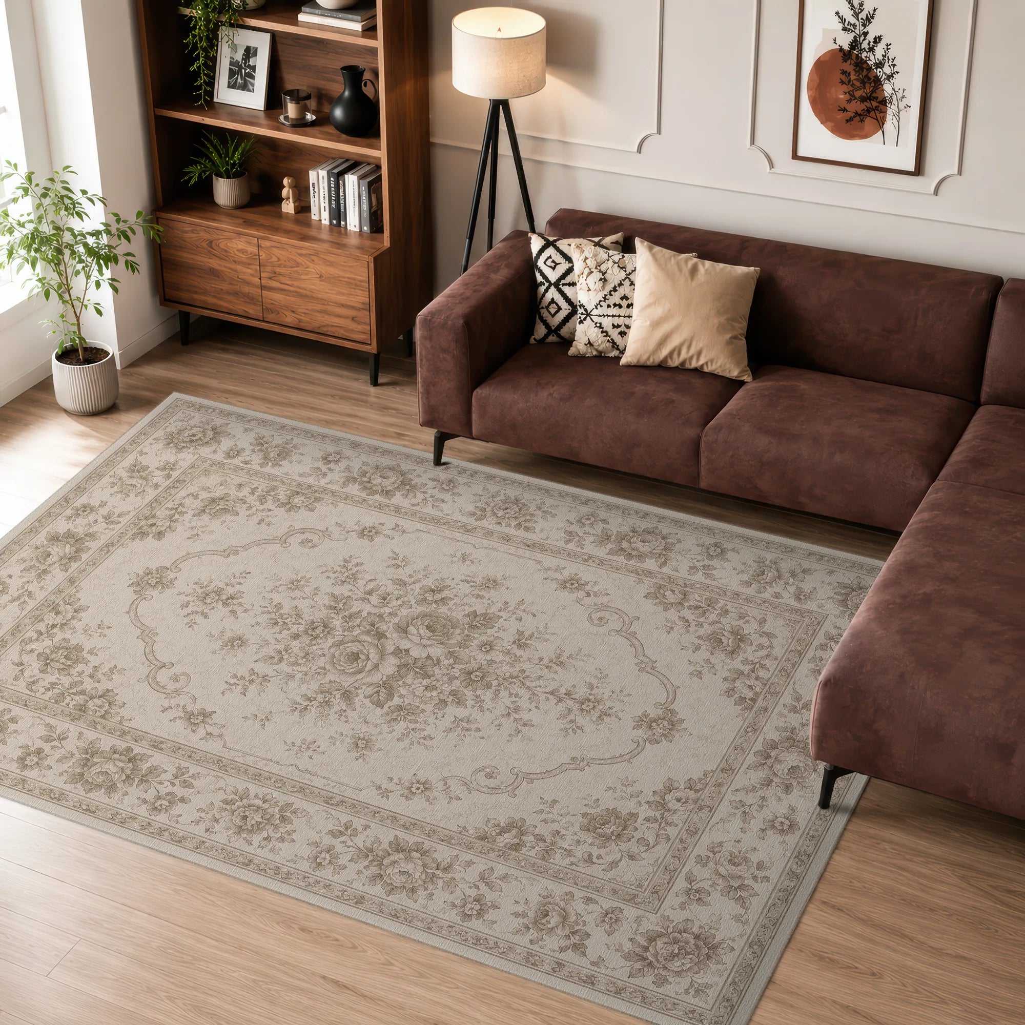 Tappeto Medaglione Floreale Vintage Morbido
