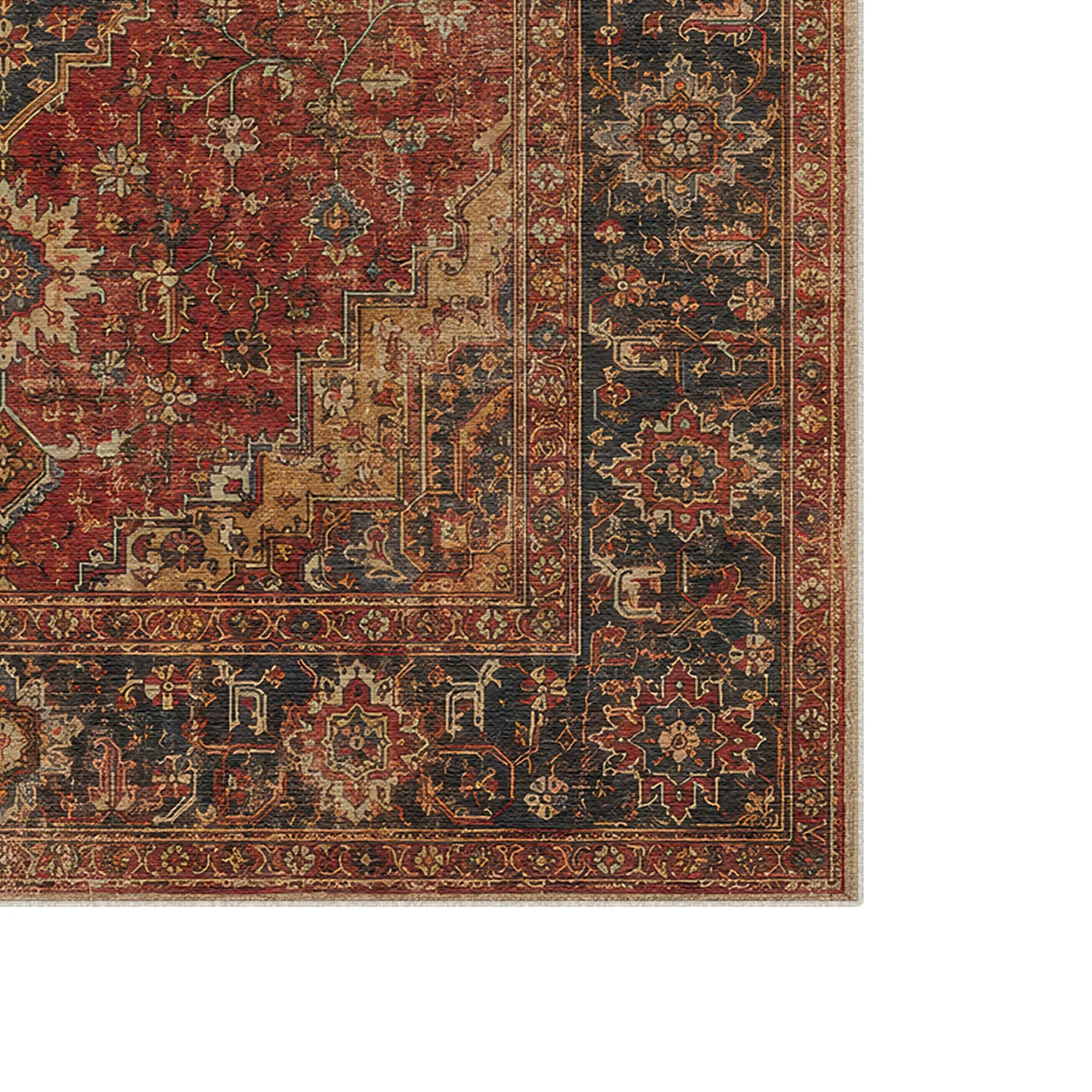 Tappeto Vintage con Medaglione Persiano Tradizionale