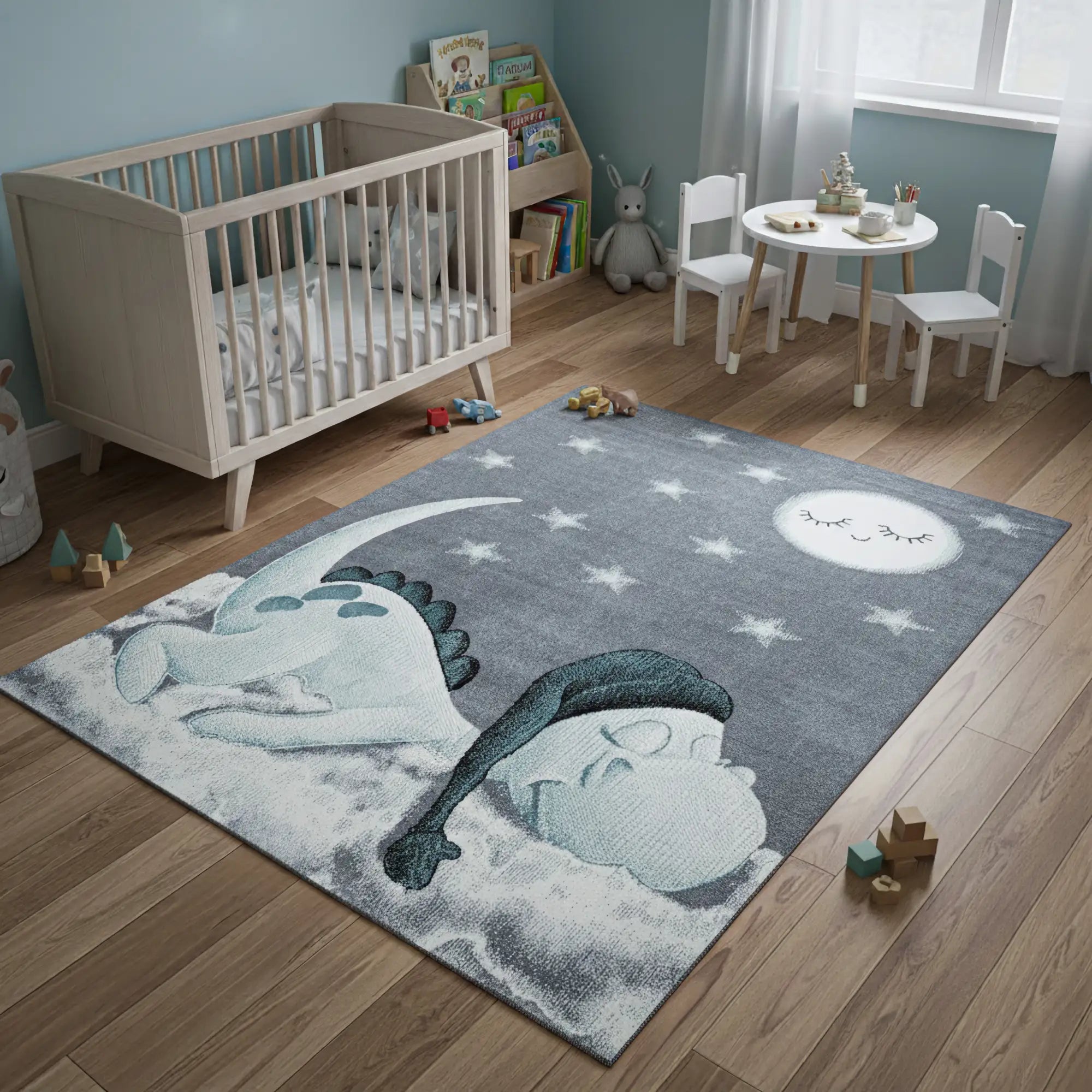 Good Night Dinosaur Rug | Blue