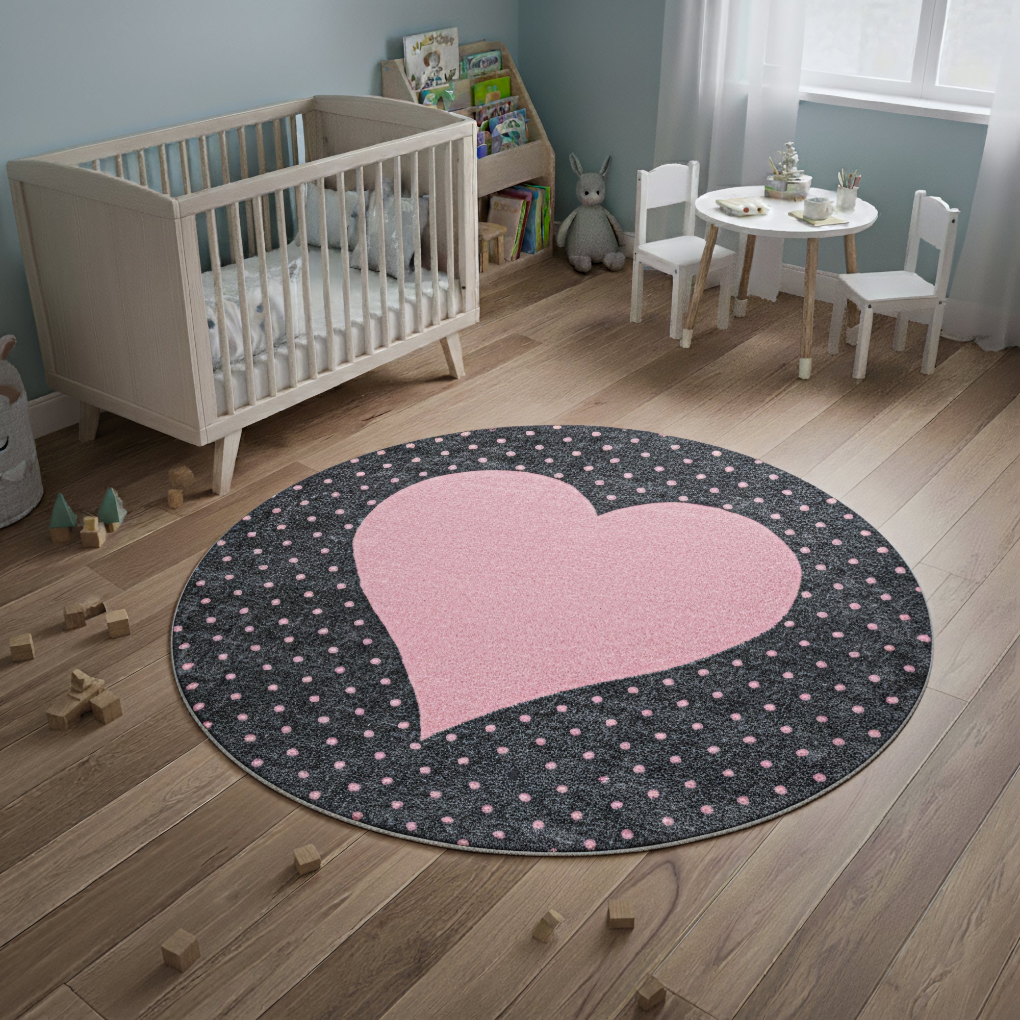 Heart Patterned Kids Rug | Pink