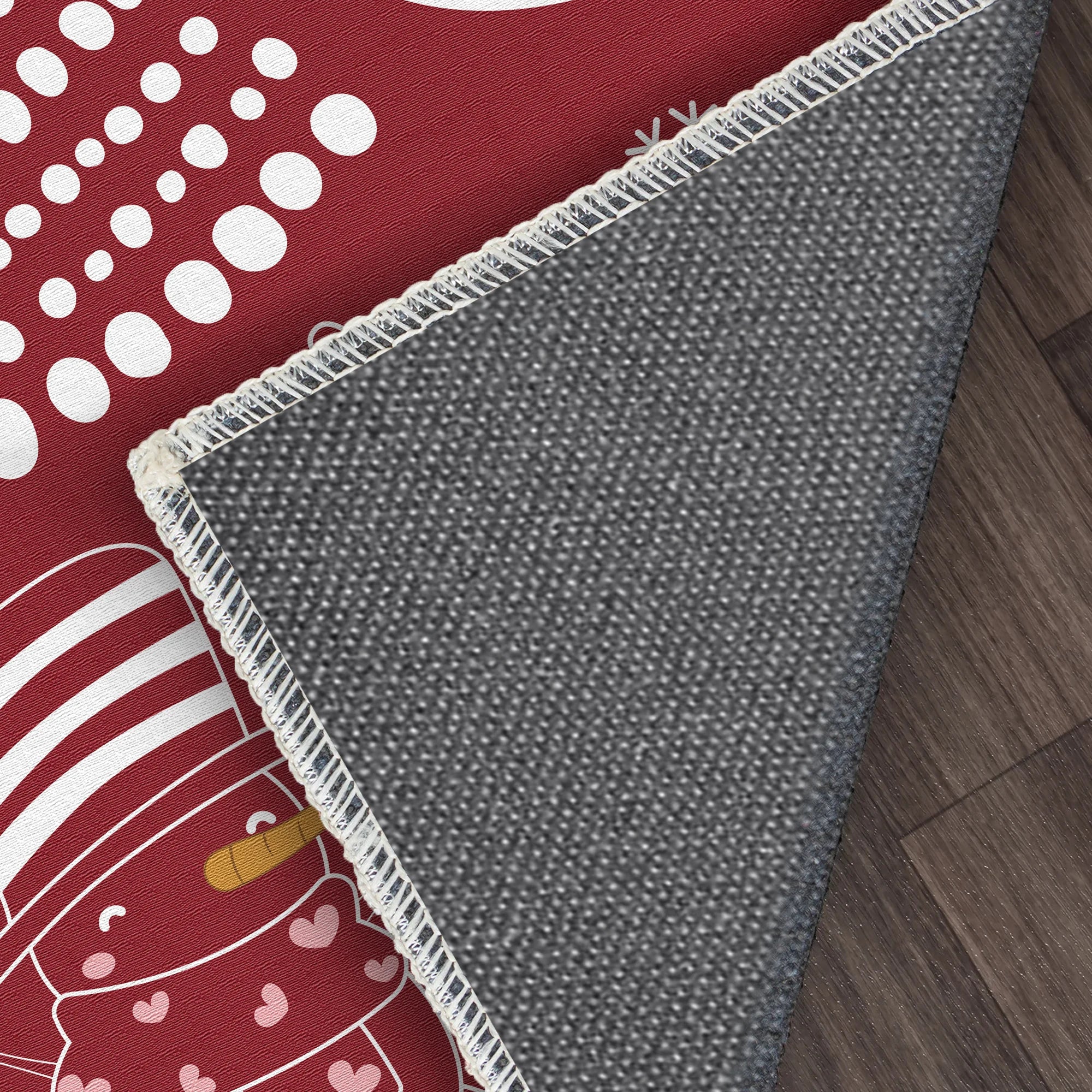Washable Red Christmas Themed Rug
