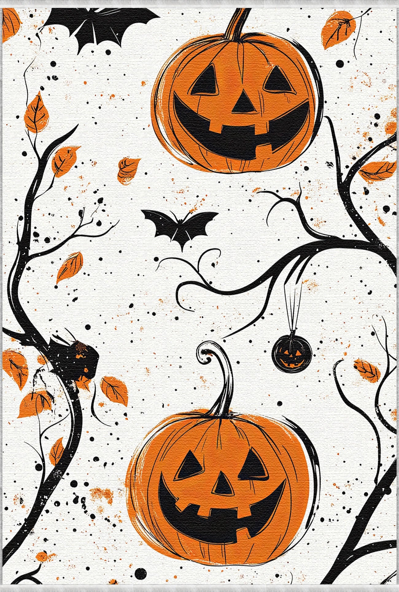 Minimalist Pumpkin Fall Washable Rug