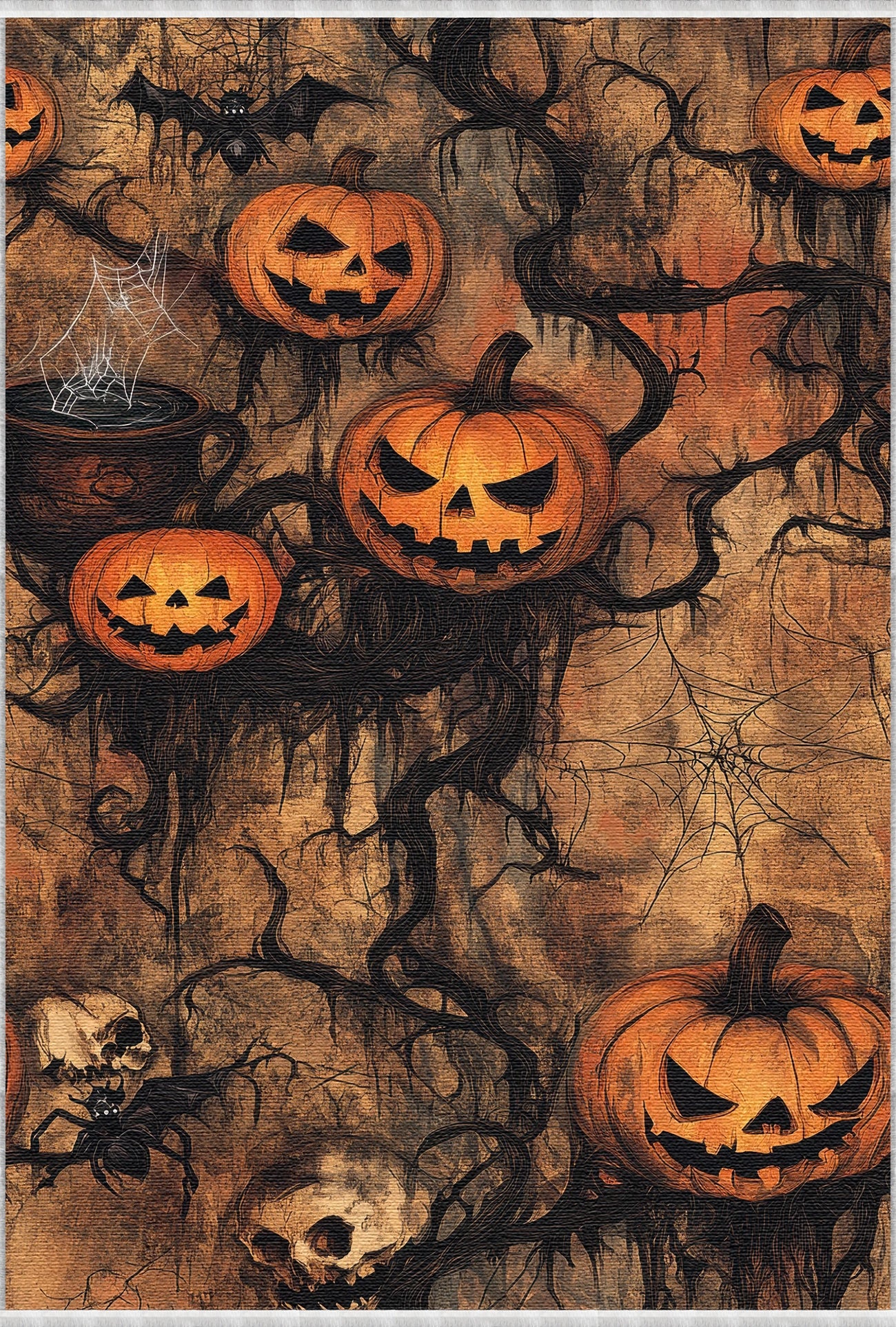 Skull Pumpkin Halloween Rug