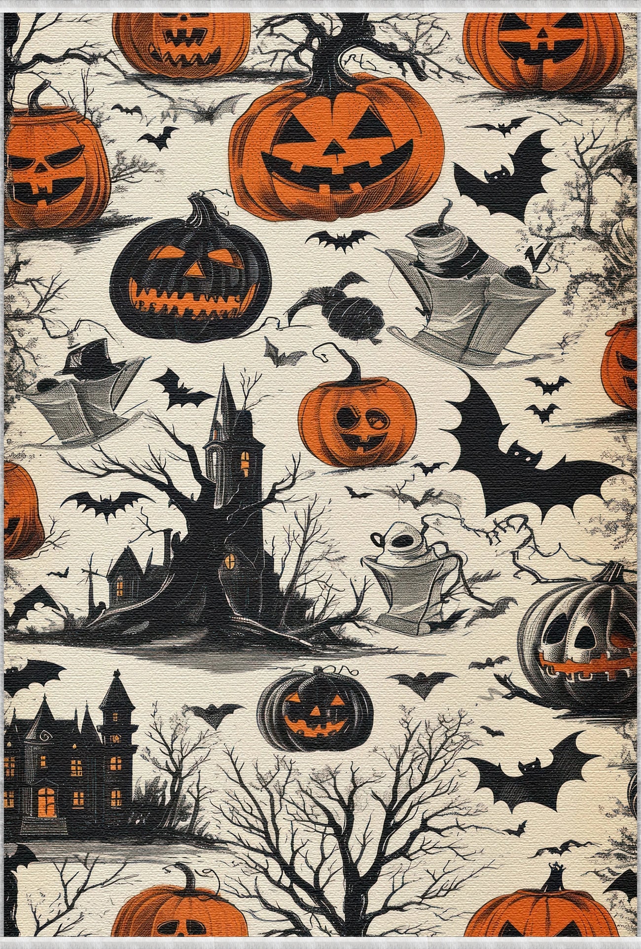 Vintage Haunted House Halloween Rug