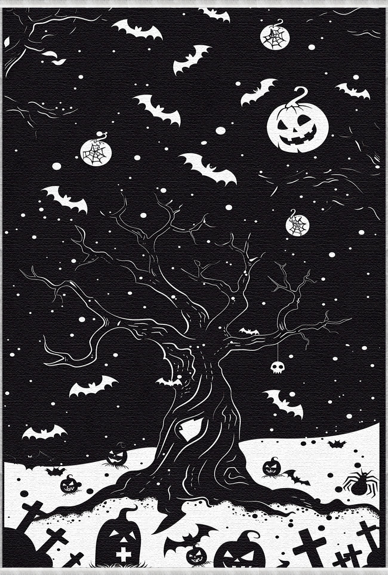 Gothic Black Tree Halloween Rug