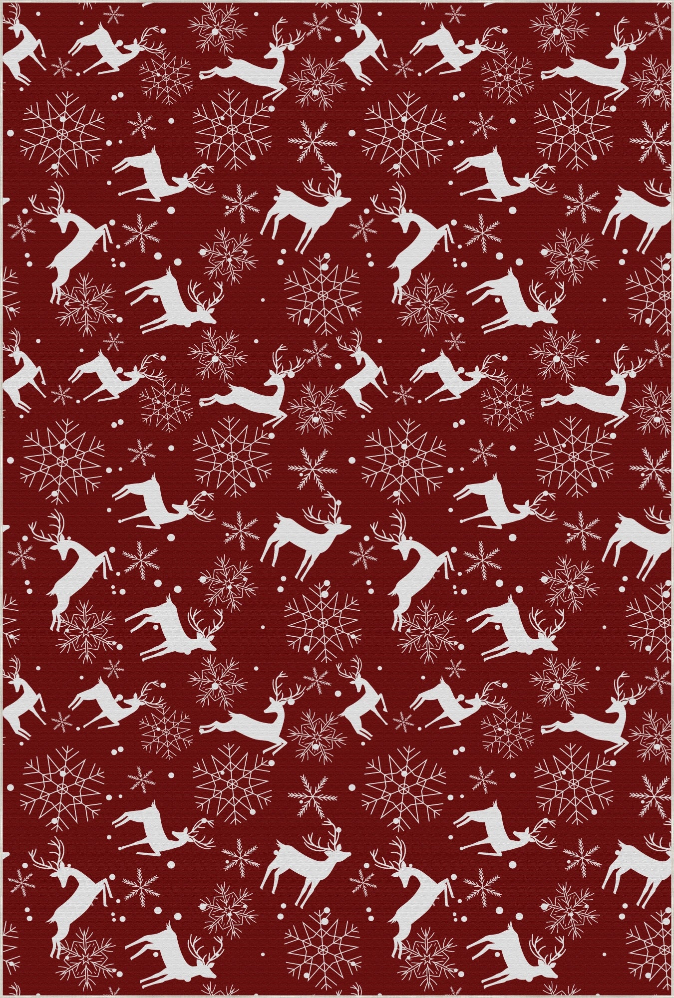 Red Snowy Deer Rug