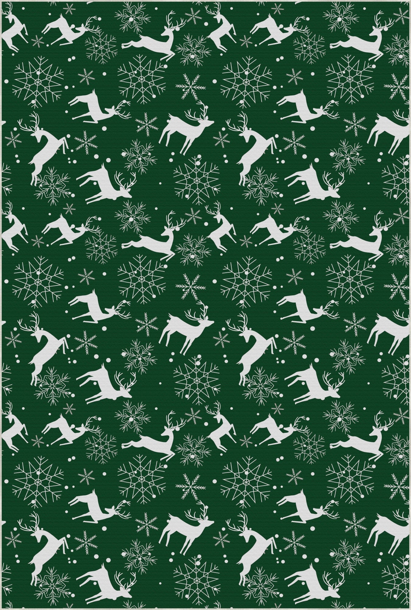 Green Snowy Deer Rug