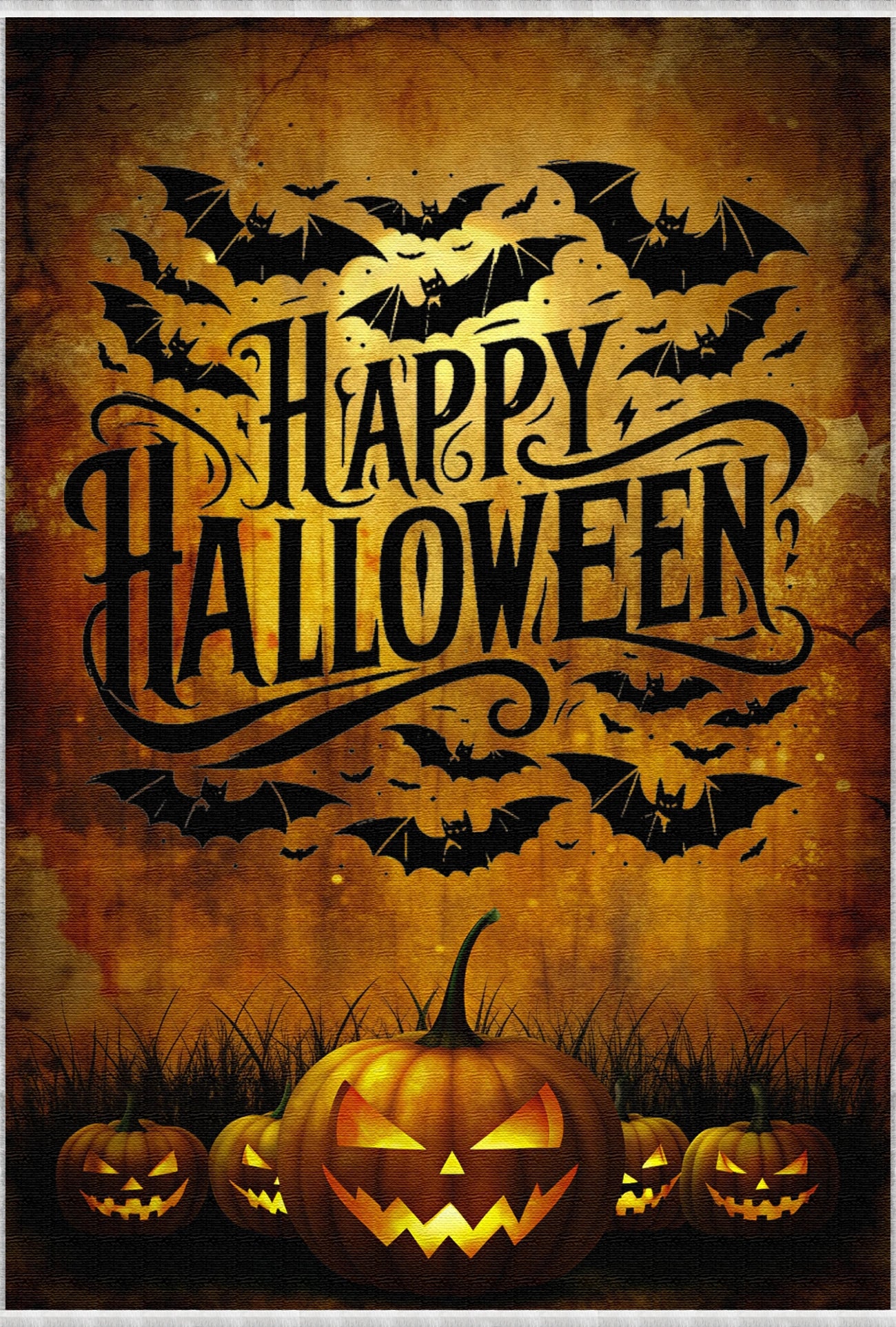 Bats And Pumpkins Halloween Rug