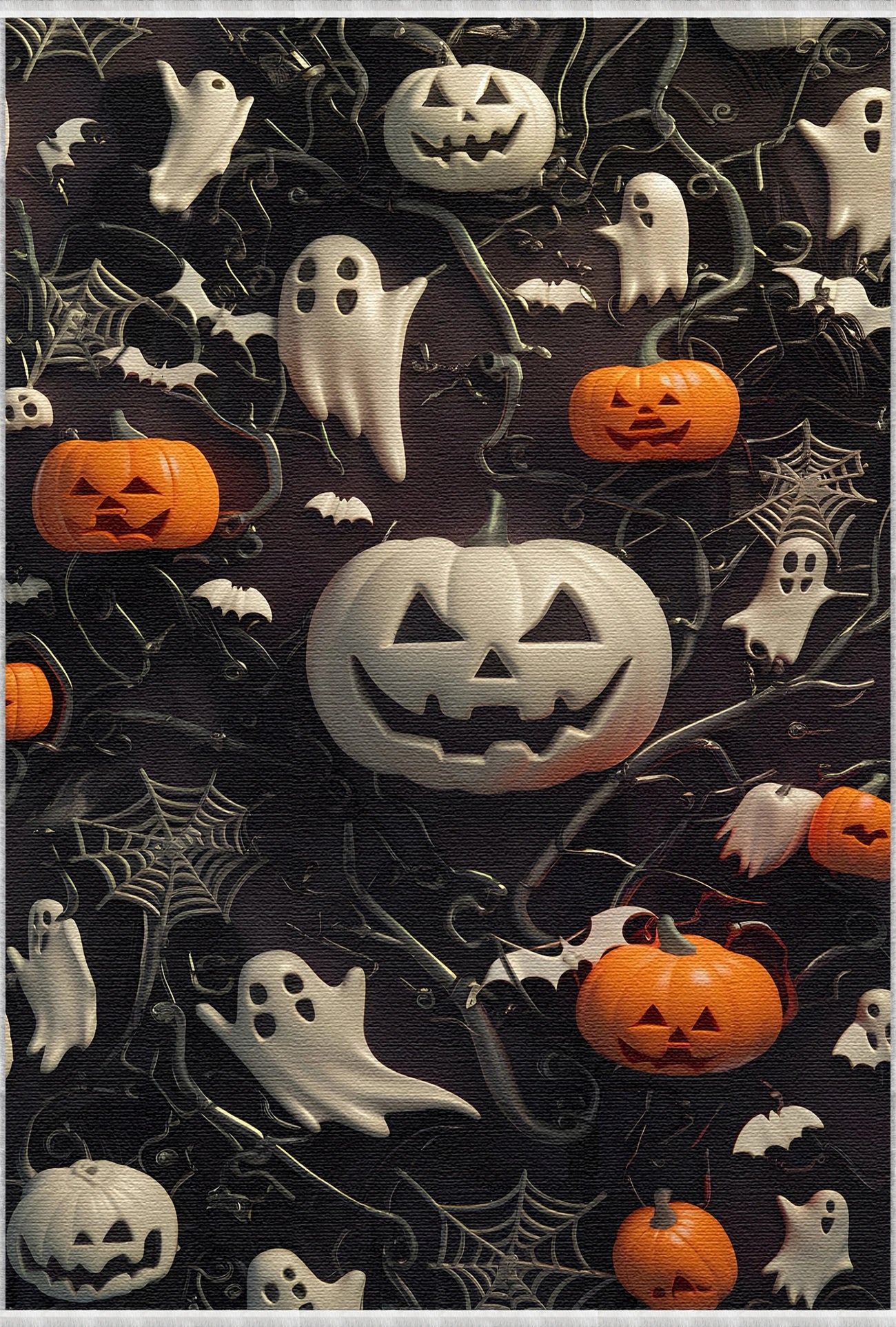 Playful Ghost Pumpkin Halloween Rug