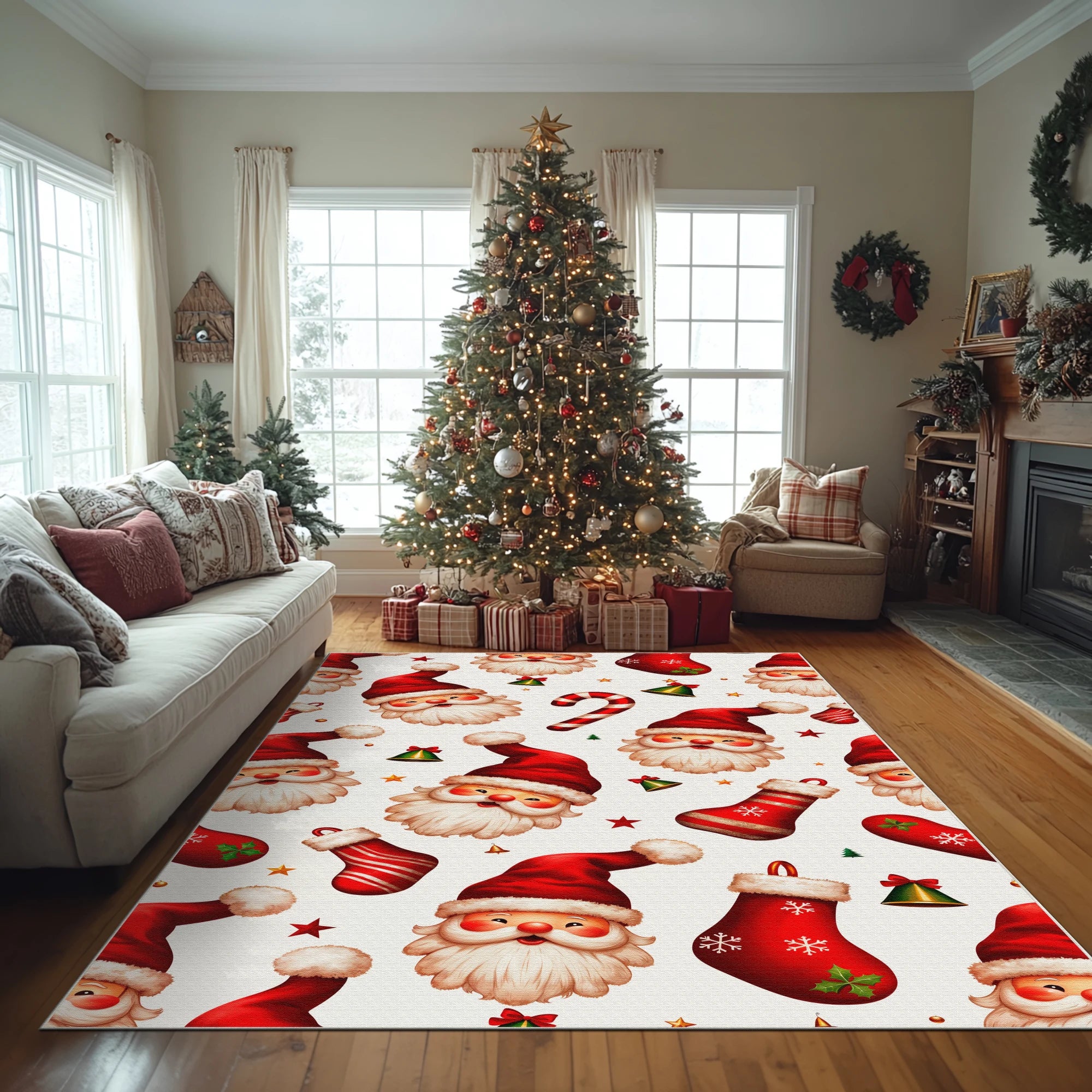Washable Christmas Santa Holiday Rug