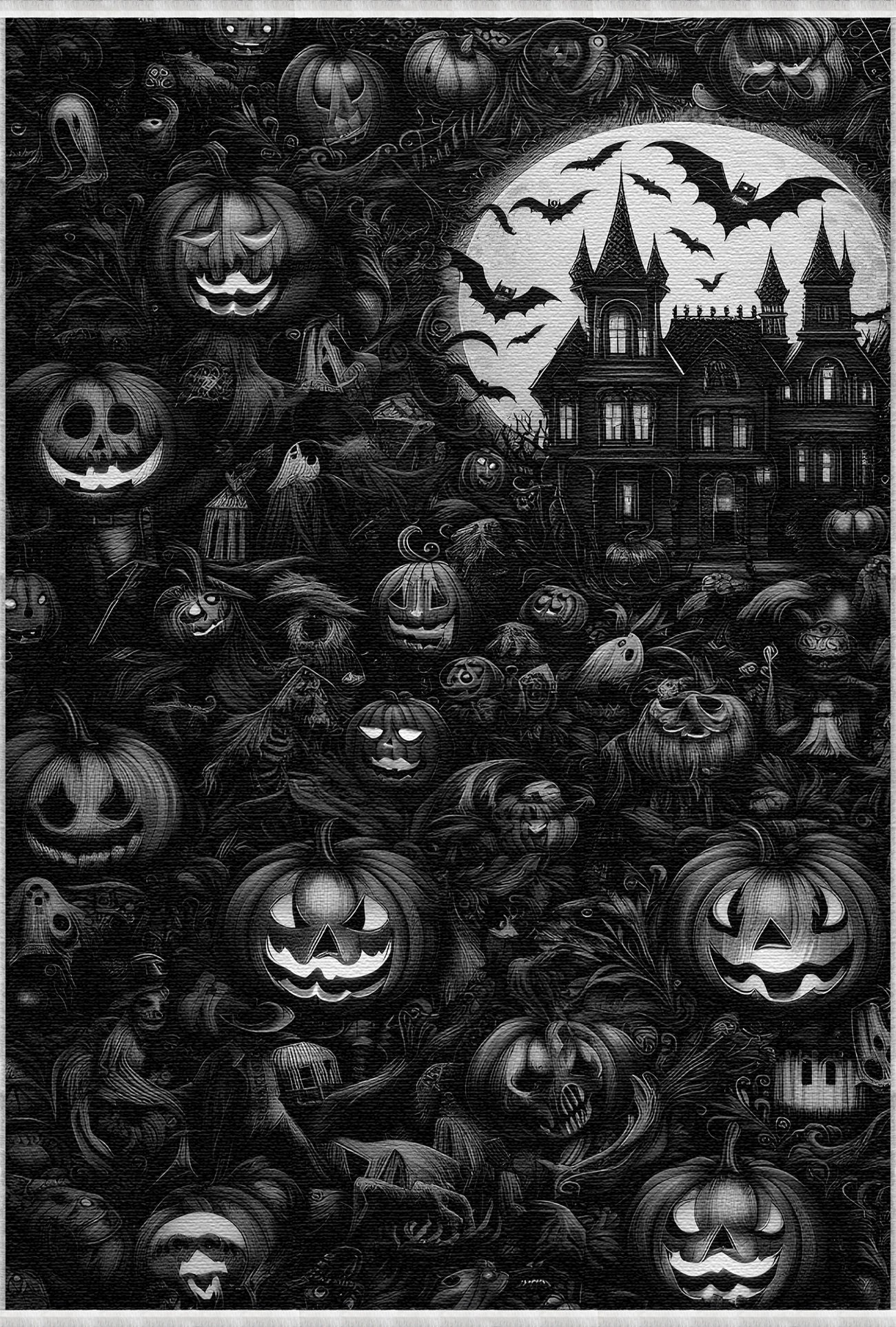 Haunted Mansion Pumpkin Black Rug
