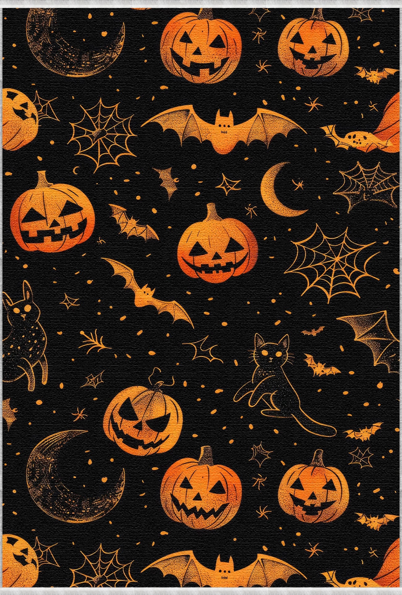 Orange Cat Pumpkin Halloween Rug