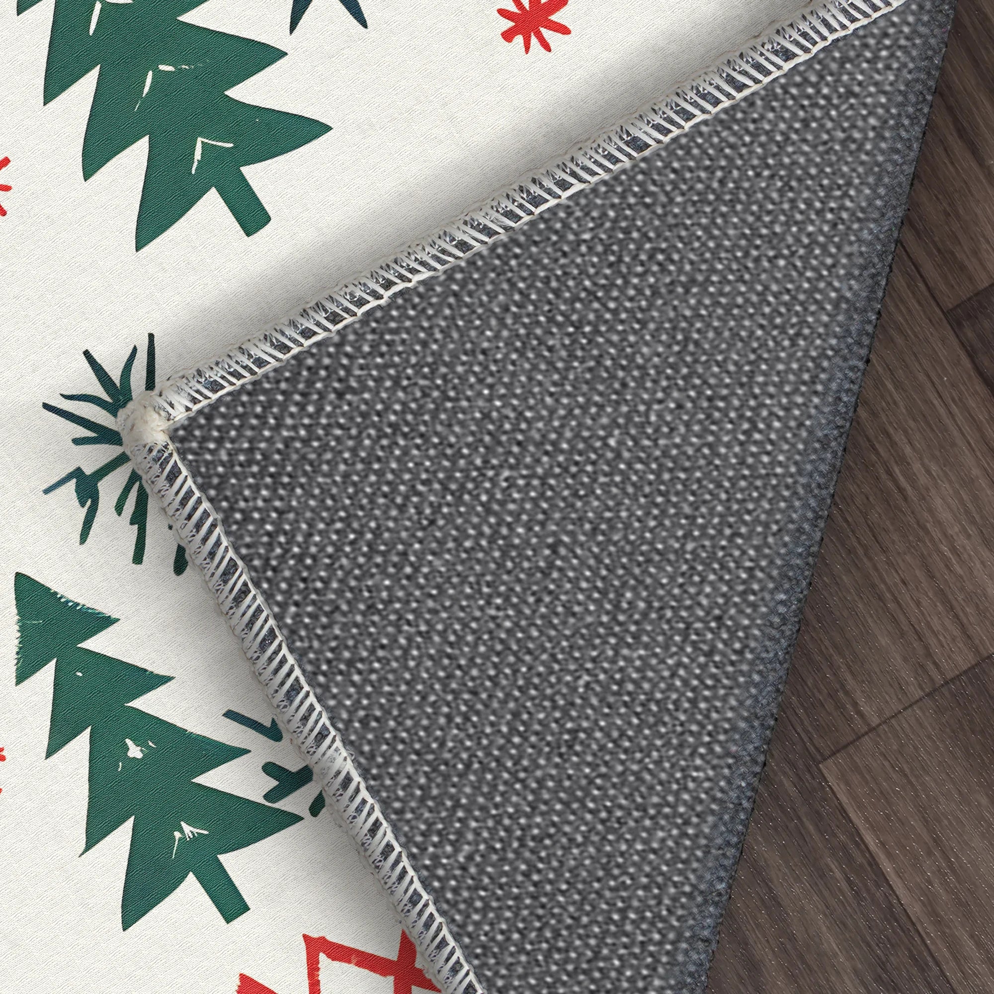 Washable White Nordic Christmas Rug