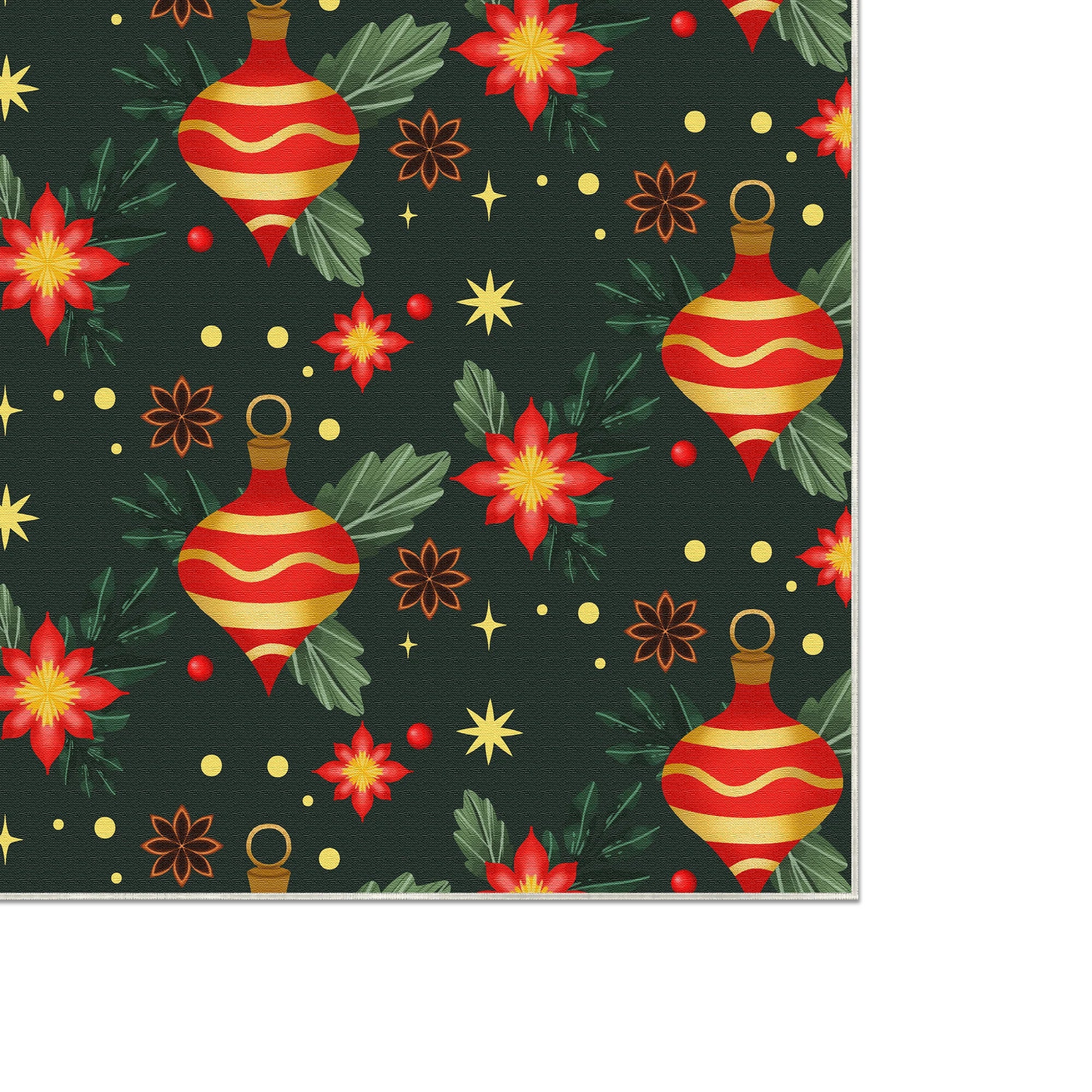 Christmas Bauble Floral Washable Rug