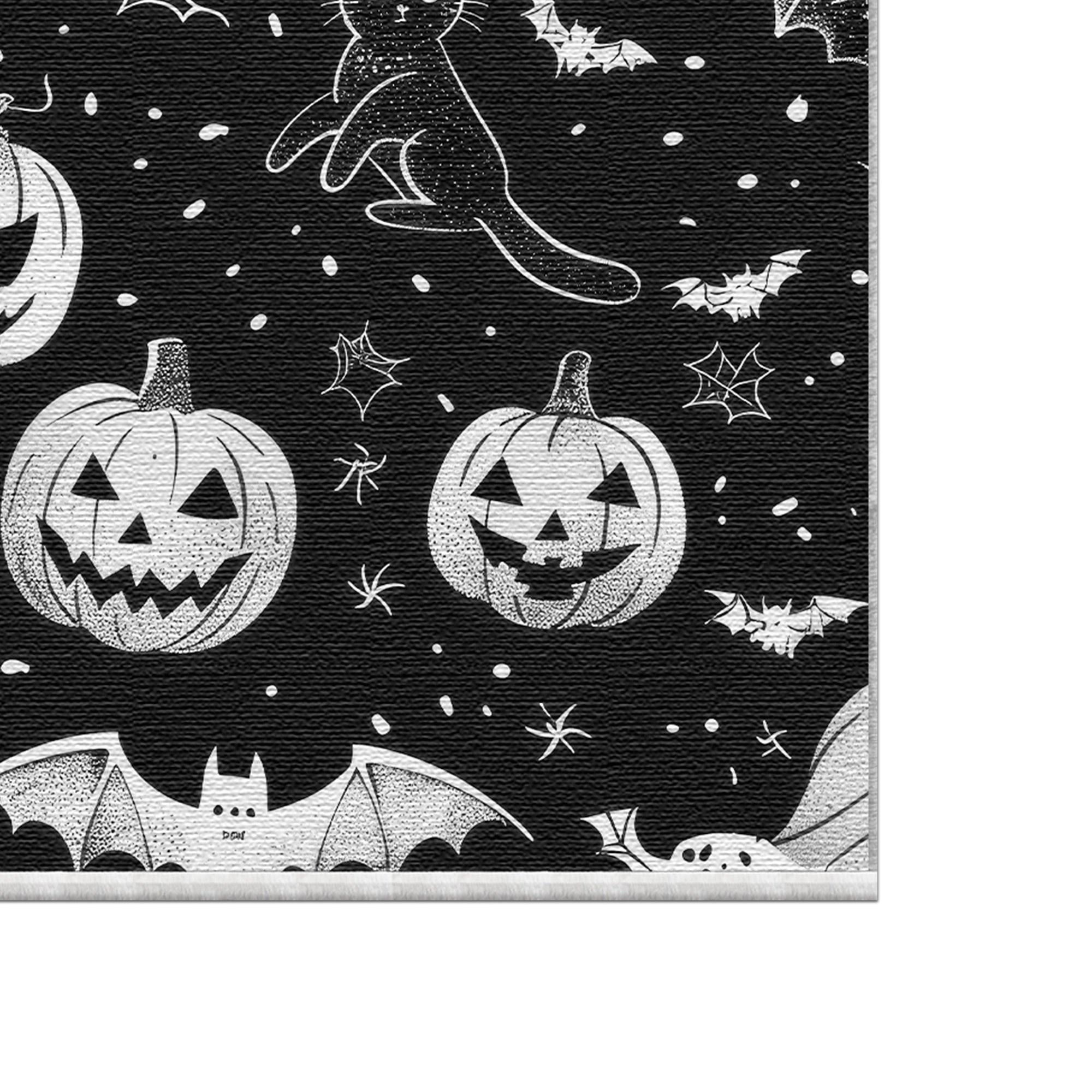 Tappeto Halloween con Gatto Nero e Zucca
