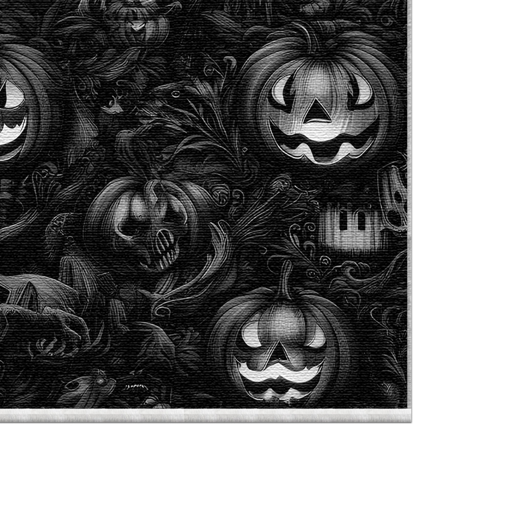 Haunted Mansion Pumpkin Black Rug