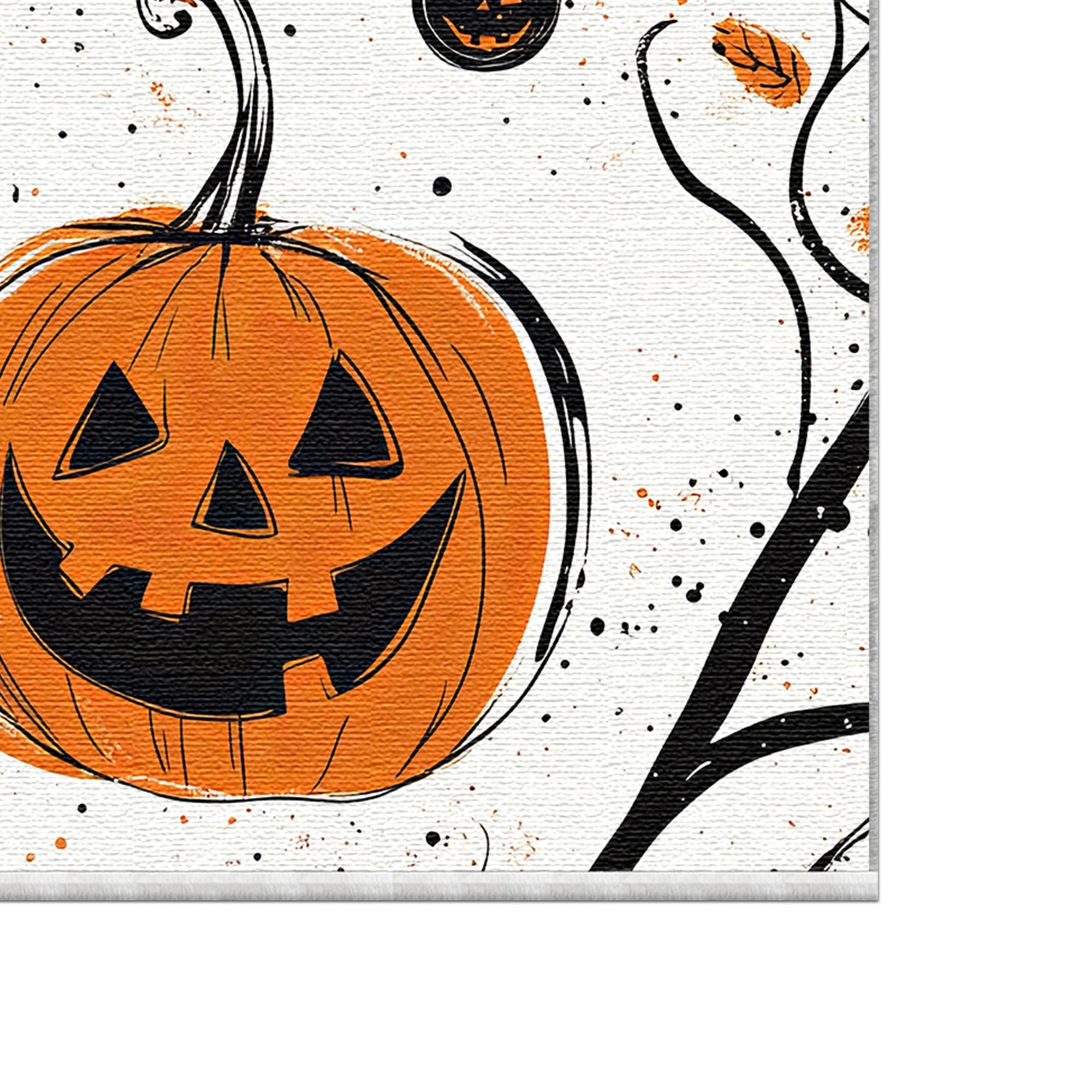 Minimalist Pumpkin Fall Washable Rug