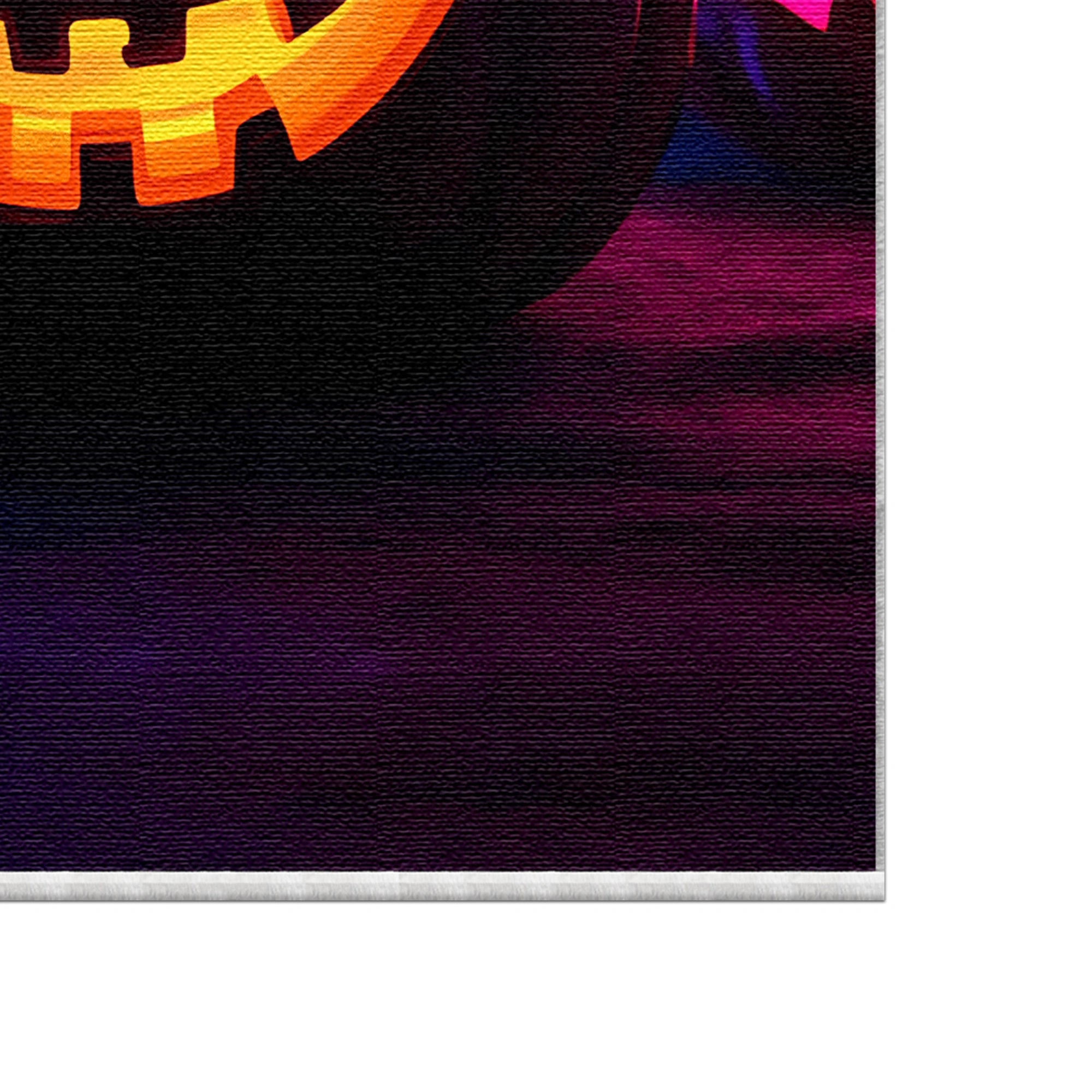 Neon Chrome Pumpkin Halloween Rug