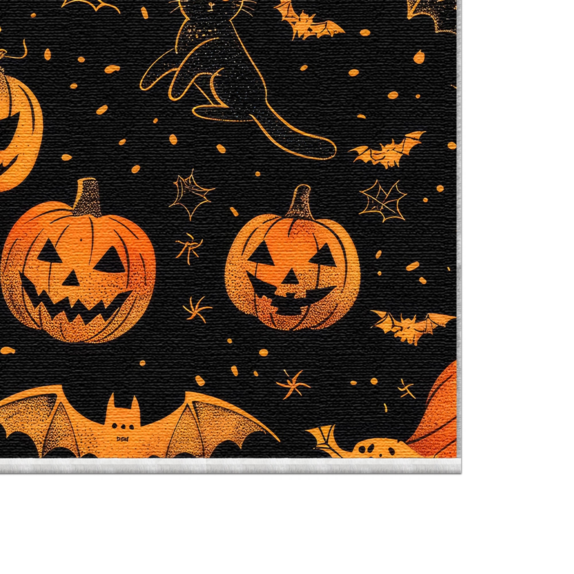Orange Cat Pumpkin Halloween Rug