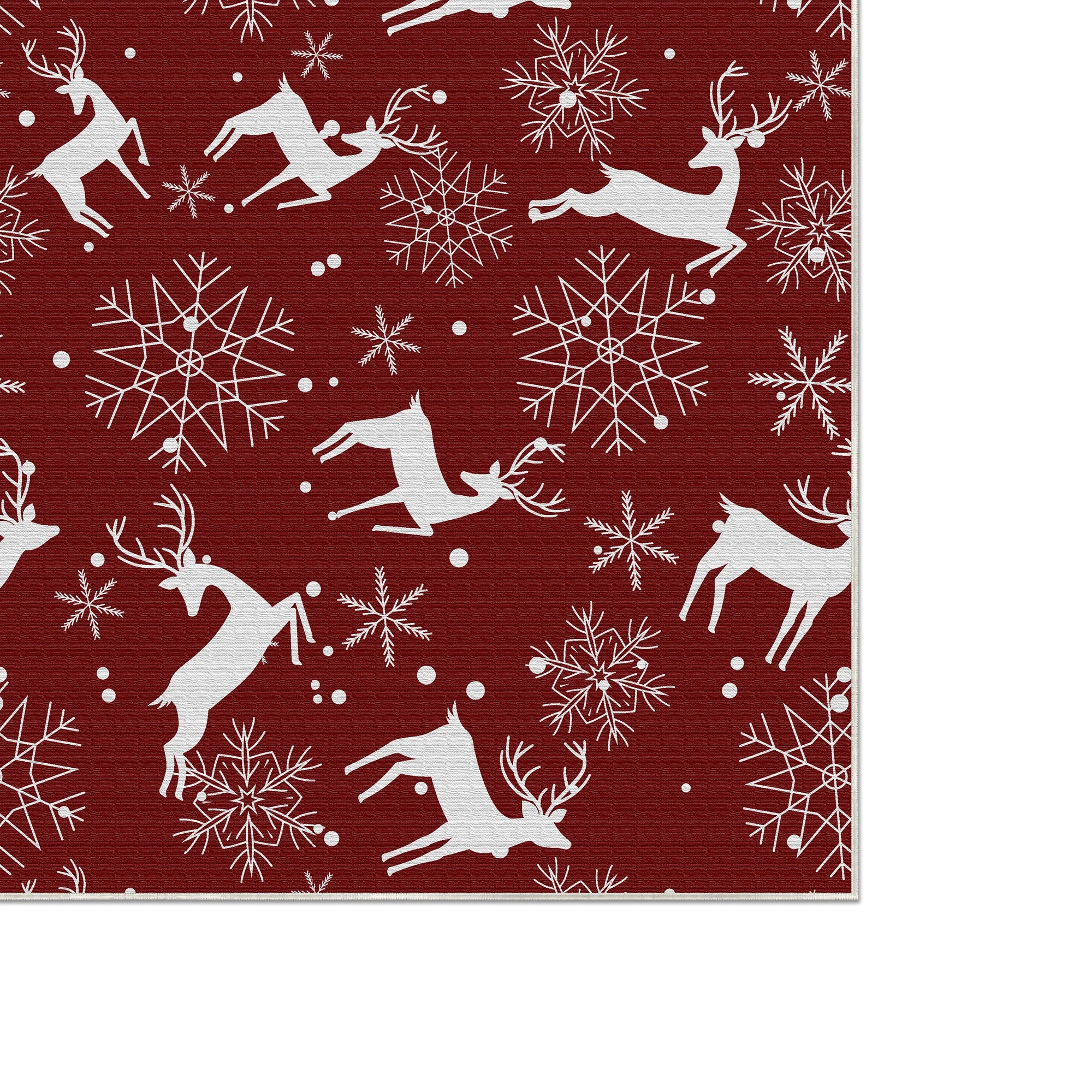Red Snowy Deer Rug
