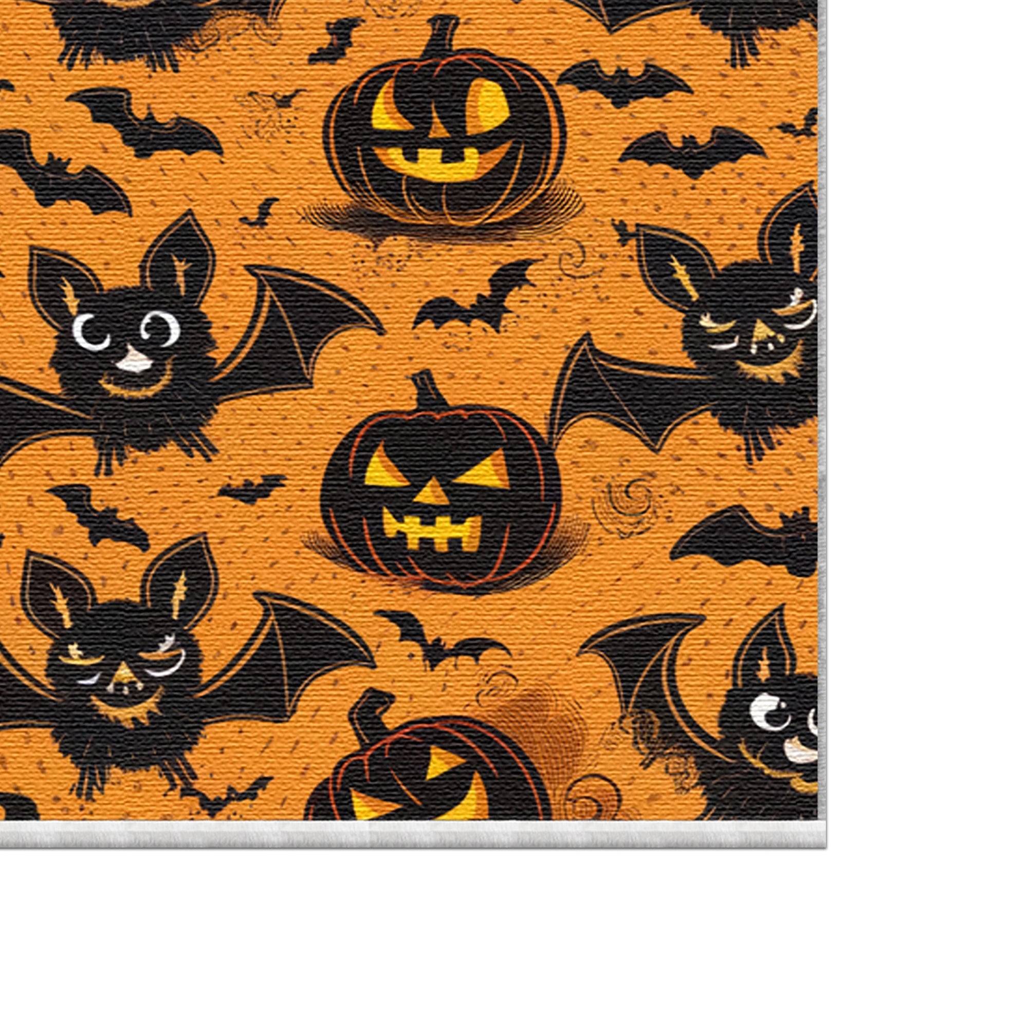 Pumpkin Bat Pattern Washable Rug