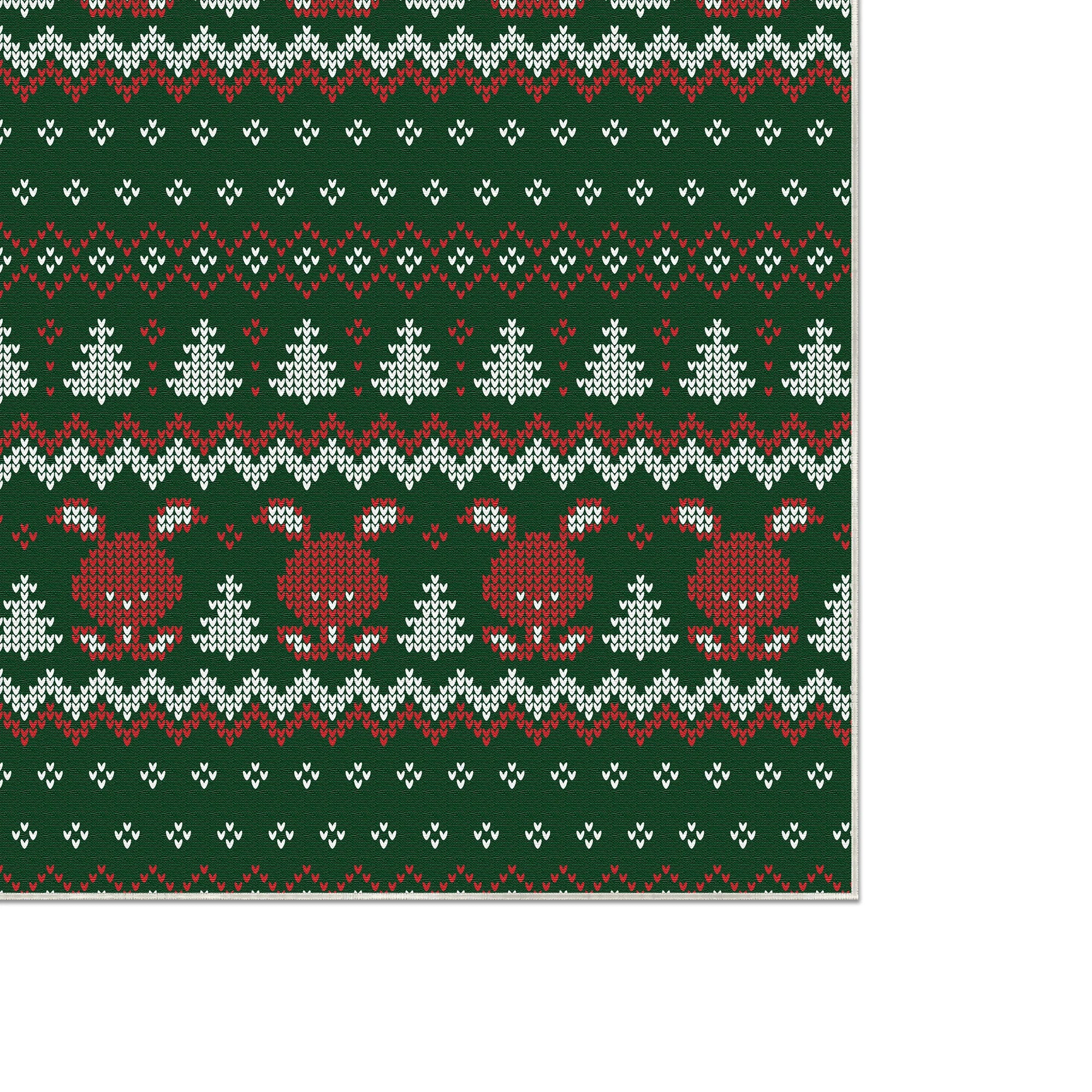 Reindeer Pine Tree Christmas Rug