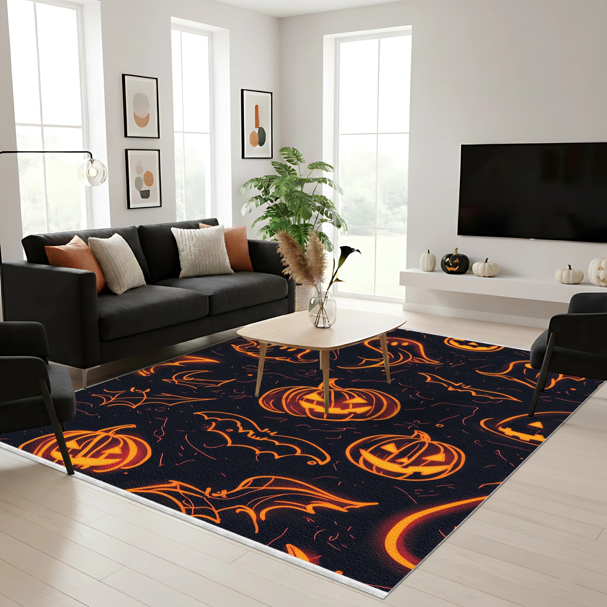Neon Glow Spooky Halloween Carpet