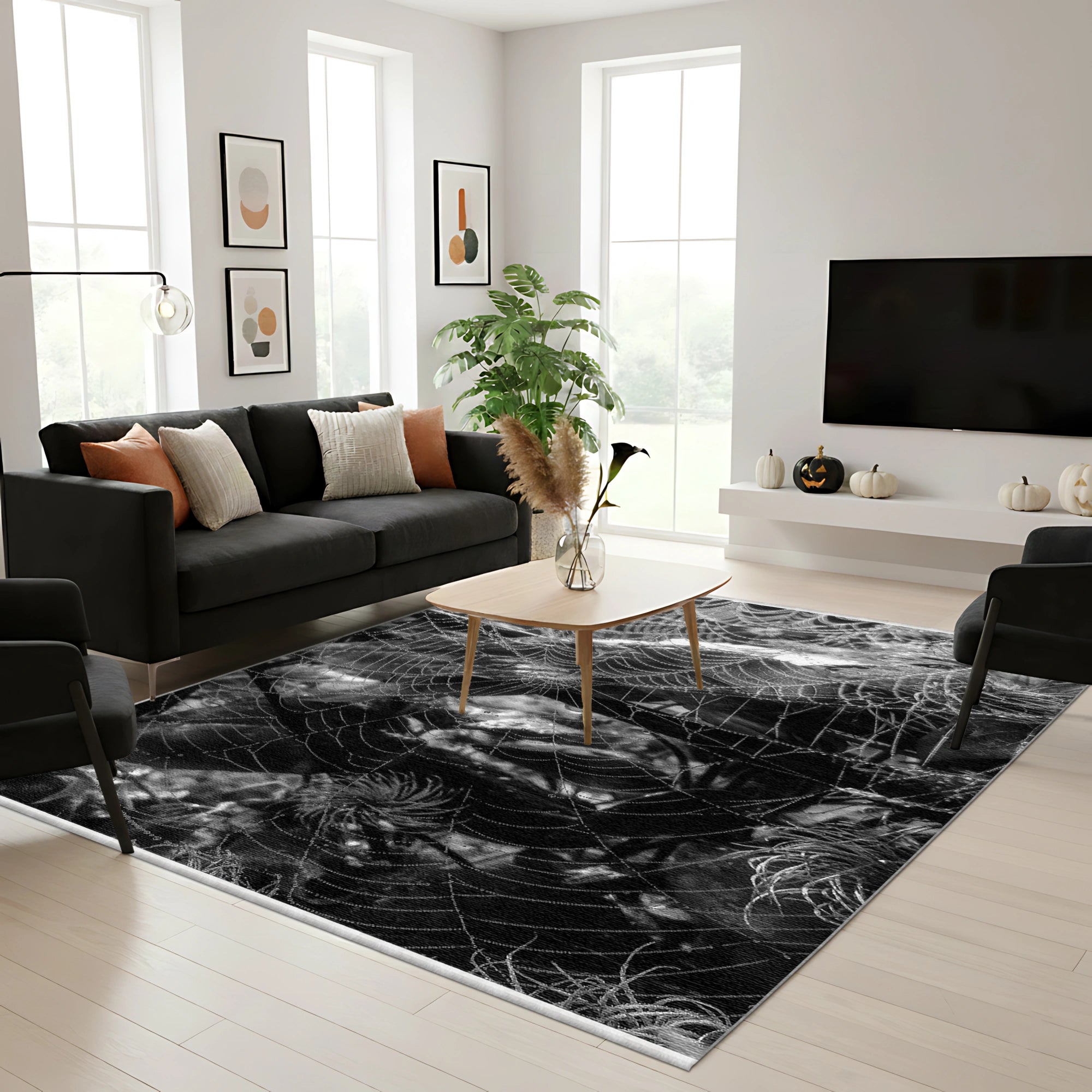 Gothic Spiderweb Halloween Rug