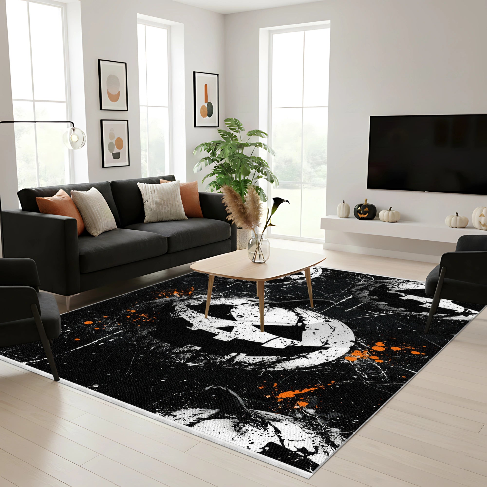 Splatter Pumpkin Halloween Rug
