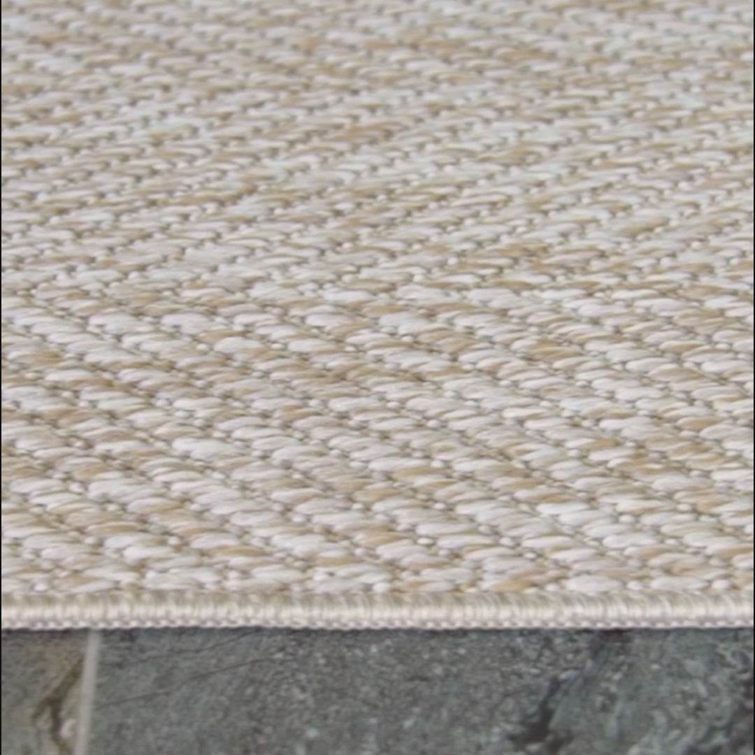 Ivory Herringbone Textured Jute Rug