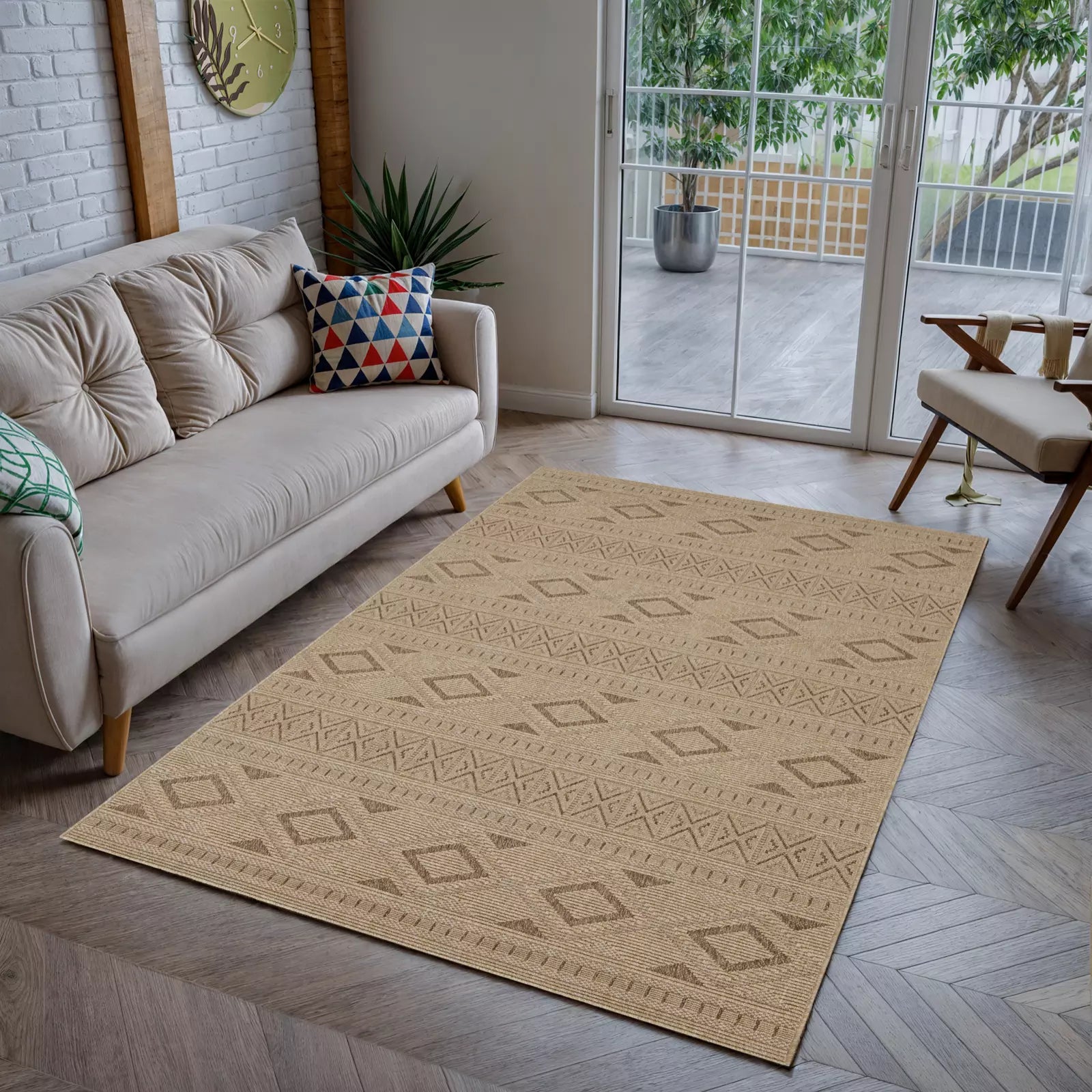 Velmora Plush Woven Boucle Rug Beige - Bella Rugs